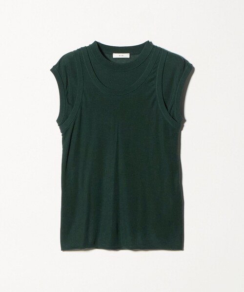 ATON（エイトン）の「＜ATON＞レイヤード ノースリーブ ニット（ニット/セーター・レディース・ダークグリーン/ダークグレー・02(38)）」の2枚目の写真