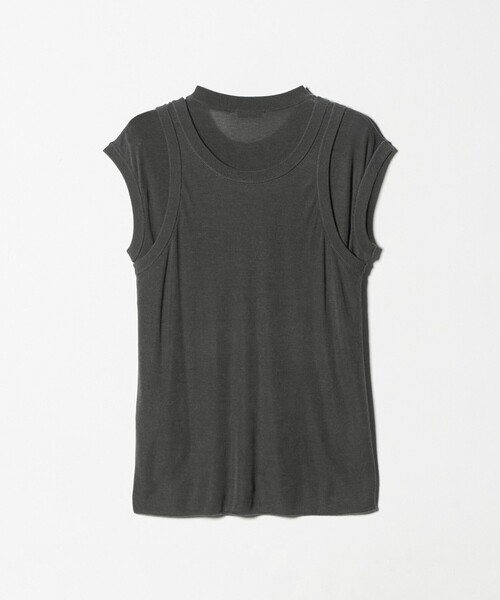 ATON（エイトン）の「＜ATON＞レイヤード ノースリーブ ニット（ニット/セーター・レディース・ダークグリーン/ダークグレー・02(38)）」の3枚目の写真