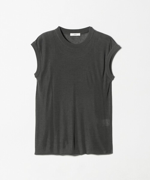 ATON（エイトン）の「＜ATON＞レイヤード ノースリーブ ニット（ニット/セーター・レディース・ダークグリーン/ダークグレー・02(38)）」の7枚目の写真