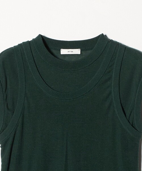 ATON（エイトン）の「＜ATON＞レイヤード ノースリーブ ニット（ニット/セーター・レディース・ダークグリーン/ダークグレー・02(38)）」の9枚目の写真