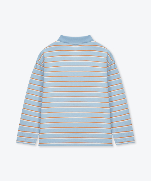 MUSINSA STANDARD KIDS（ムシンサスタンダードキッズ）の「マルチストライプ長袖カラーTシャツ[スカイブルー]（ポロシャツ・レディース・その他・110/120/130/140/150/160）」の4枚目の写真