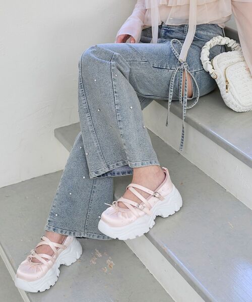 MAJESTIC LEGON（マジェスティックレゴン）の「キラキラサテンバレエスニーカー（スニーカー・レディース・アイボリー/ピンク/ブラック・LARGE/MEDIUM/SMALL/X-LARGE）」の6枚目の写真