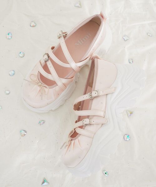 MAJESTIC LEGON（マジェスティックレゴン）の「キラキラサテンバレエスニーカー（スニーカー・レディース・アイボリー/ピンク/ブラック・LARGE/MEDIUM/SMALL/X-LARGE）」の14枚目の写真