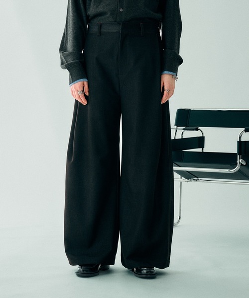 セール】DUNGAREE DESIGN TUCK WIDE PANTS/ダンガリーデザインタック
