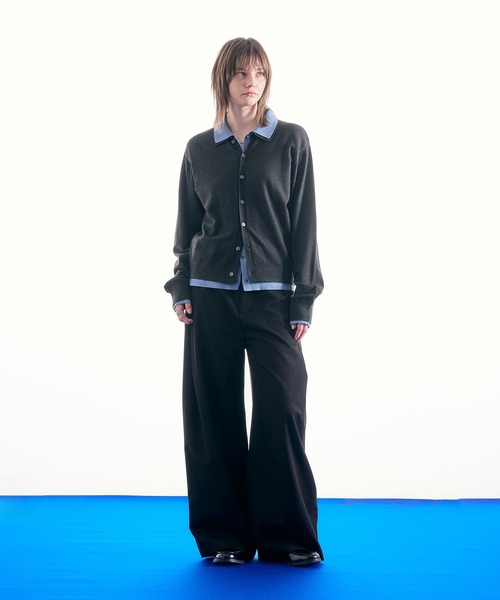 SELLE GLANT（セレグランテ）の「DUNGAREE DESIGN TUCK WIDE PANTS/ダンガリーデザインタックワイドパンツ（スラックス・メンズ・ダークブラウン/ブラック/インディゴブルー・LARGE/MEDIUM/SMALL）」の14枚目の写真