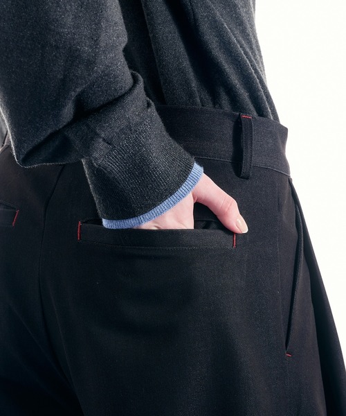 SELLE GLANT（セレグランテ）の「DUNGAREE DESIGN TUCK WIDE PANTS/ダンガリーデザインタックワイドパンツ（スラックス・メンズ・ダークブラウン/ブラック/インディゴブルー・LARGE/MEDIUM/SMALL）」の20枚目の写真