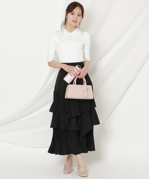 WILLSELECTION(ウィルセレクション)の「リボンレースカラーリブニット(ニット/セーター・レディース・ブラック/ネイビー/オフホワイト/ピンク/サックスブルー/ミント・FREE)」の18枚目の写真