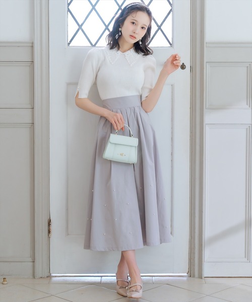 WILLSELECTION(ウィルセレクション)の「リボンレースカラーリブニット(ニット/セーター・レディース・ブラック/ネイビー/オフホワイト/ピンク/サックスブルー/ミント・FREE)」の19枚目の写真