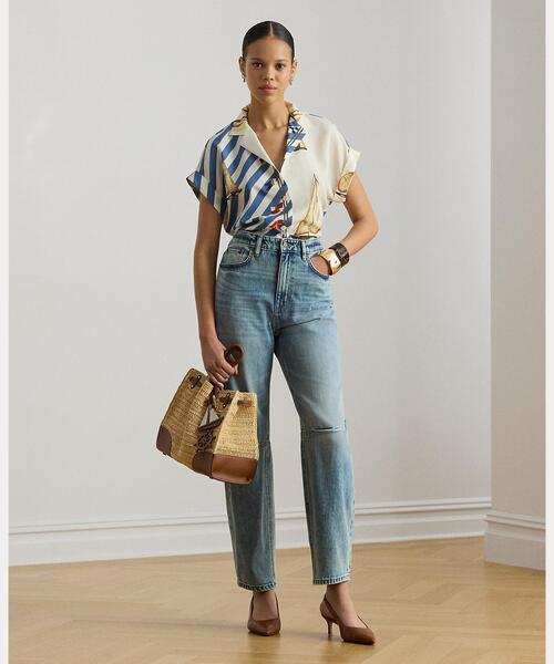 LAUREN RALPH LAUREN（ローレン ラルフ ローレン）の「ストライプド セールボートプリント クレープ キャンプ シャツ（シャツ/ブラウス・レディース・ホワイト・M/XS/XXS/S）」の3枚目の写真