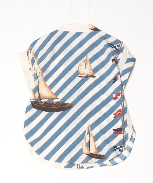 LAUREN RALPH LAUREN（ローレン ラルフ ローレン）の「ストライプド セールボートプリント クレープ キャンプ シャツ（シャツ/ブラウス・レディース・ホワイト・M/XS/XXS/S）」の7枚目の写真