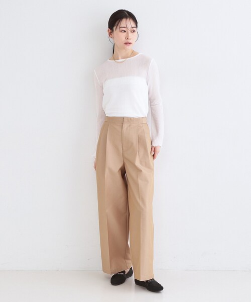 OPAQUE.CLIP(オペークドットクリップ)の「ラッセルレーストップス【洗濯機OK】(Tシャツ/カットソー・レディース・チャコールグレー/ホワイト・38/40/42)」の12枚目の写真