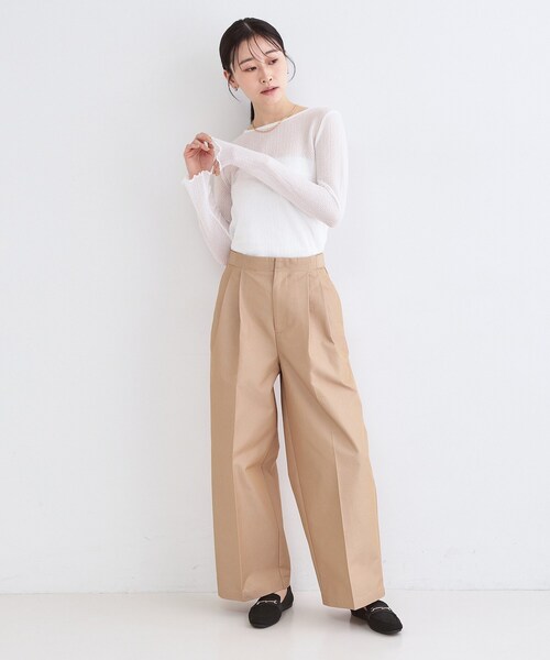 OPAQUE.CLIP(オペークドットクリップ)の「ラッセルレーストップス【洗濯機OK】(Tシャツ/カットソー・レディース・チャコールグレー/ホワイト・38/40/42)」の13枚目の写真