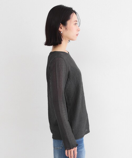 OPAQUE.CLIP(オペークドットクリップ)の「ラッセルレーストップス【洗濯機OK】(Tシャツ/カットソー・レディース・チャコールグレー/ホワイト・38/40/42)」の5枚目の写真