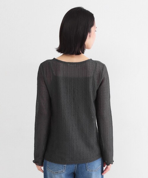 OPAQUE.CLIP(オペークドットクリップ)の「ラッセルレーストップス【洗濯機OK】(Tシャツ/カットソー・レディース・チャコールグレー/ホワイト・38/40/42)」の6枚目の写真