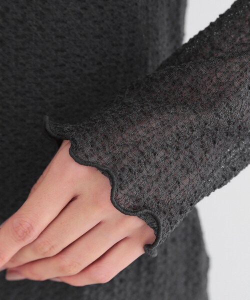 OPAQUE.CLIP(オペークドットクリップ)の「ラッセルレーストップス【洗濯機OK】(Tシャツ/カットソー・レディース・チャコールグレー/ホワイト・38/40/42)」の9枚目の写真