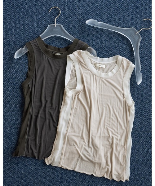 anuke（アンヌーク）の「Bicolor Tank Top（タンクトップ・レディース・アイボリー/チャコールグレー・FREE）」の13枚目の写真
