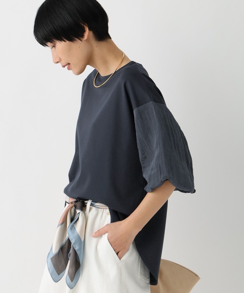 Elura（エルーラ）の「ドレスアップ袖コンプルオーバー/643321（Tシャツ/カットソー・レディース・ホワイト/ネイビー/ライトブルー・LARGE/MEDIUM）」の3枚目の写真