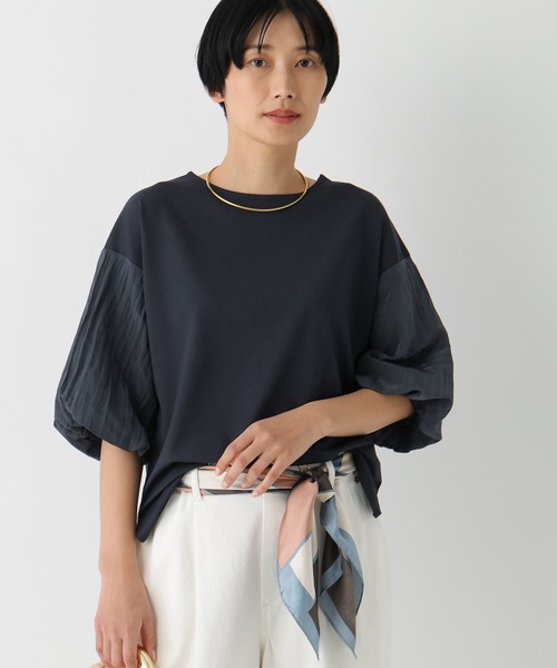 Elura（エルーラ）の「ドレスアップ袖コンプルオーバー/643321（Tシャツ/カットソー・レディース・ホワイト/ネイビー/ライトブルー・LARGE/MEDIUM）」の11枚目の写真