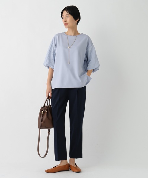 Elura（エルーラ）の「ドレスアップ袖コンプルオーバー/643321（Tシャツ/カットソー・レディース・ホワイト/ネイビー/ライトブルー・LARGE/MEDIUM）」の7枚目の写真