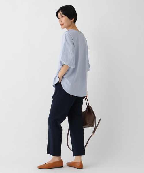 Elura（エルーラ）の「ドレスアップ袖コンプルオーバー/643321（Tシャツ/カットソー・レディース・ホワイト/ネイビー/ライトブルー・LARGE/MEDIUM）」の9枚目の写真