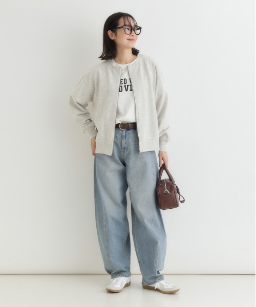 Right-on（ライトオン）の「【HONEYSUCKLE ROSE】サマスウェ ジップカーディガン (極薄素材 / ダブルジップ / リラックス感)（パーカー・レディース・オフホワイト/グレー/ブラック・L/M）」の19枚目の写真