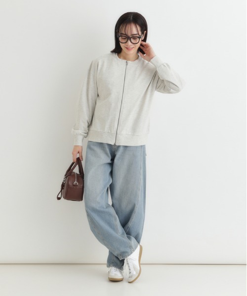 Right-on（ライトオン）の「【HONEYSUCKLE ROSE】サマスウェ ジップカーディガン (極薄素材 / ダブルジップ / リラックス感)（パーカー・レディース・オフホワイト/グレー/ブラック・L/M）」の20枚目の写真