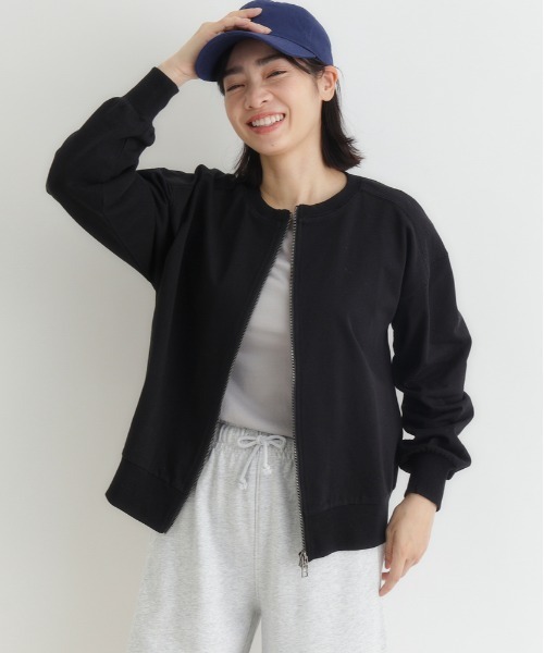 Right-on（ライトオン）の「【HONEYSUCKLE ROSE】サマスウェ ジップカーディガン (極薄素材 / ダブルジップ / リラックス感)（パーカー・レディース・オフホワイト/グレー/ブラック・L/M）」の22枚目の写真