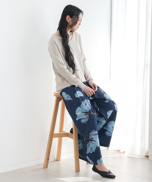n'OrLABEL（ノアールレーベル）の「花柄ガウチョパンツ（その他パンツ・レディース・ブルー/ブラック・2/1）」の15枚目の写真