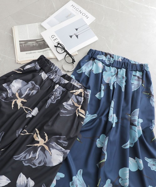 n'OrLABEL（ノアールレーベル）の「花柄ガウチョパンツ（その他パンツ・レディース・ブルー/ブラック・2/1）」の3枚目の写真