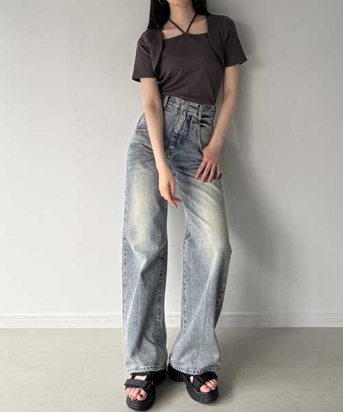 junoah(ジュノア)の「レイヤード風リブトップス(Tシャツ/カットソー・レディース・ブラック/ホワイト/チャコール・LARGE/MEDIUM/SMALL)」の12枚目の写真