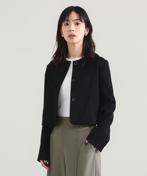 Demi-Luxe BEAMS(デミルクス ビームス)の「【8/6値下げ】クロップド クルーネック ジャケット(その他アウター・レディース・ブラック/ベージュ・36/38)」の6枚目の写真