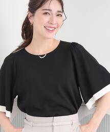 SHOO・LA・RUE | 【毎日洗える/S-LL】ひらり袖で大人フェミニン 二の腕が隠れる5分袖ニット(ニット/セーター)