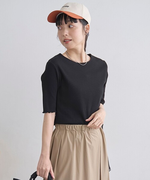 coen(コーエン)の「メロークルー 半袖リブTシャツ(Tシャツ/カットソー・レディース・オフホワイト/ブラック/その他1/その他2・M/L)」の12枚目の写真