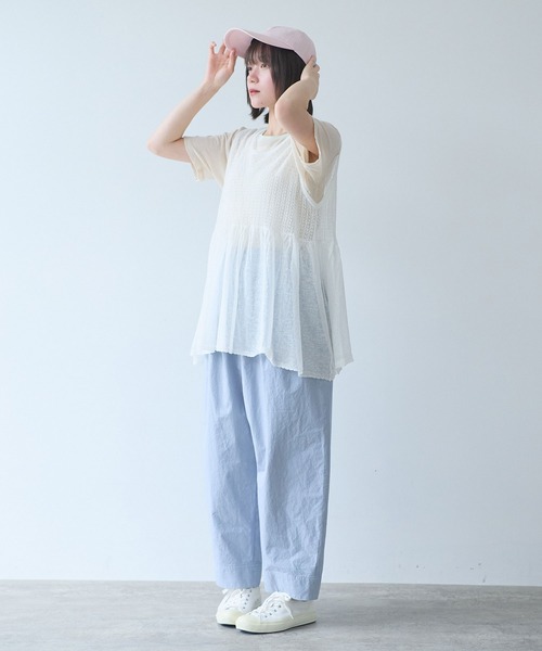 bulle de savon(ビュルデサボン)の「△透かし編み shari shari knit tunic(ベスト・レディース・チャコールグレー/ホワイト/レッド・FREE)」の11枚目の写真