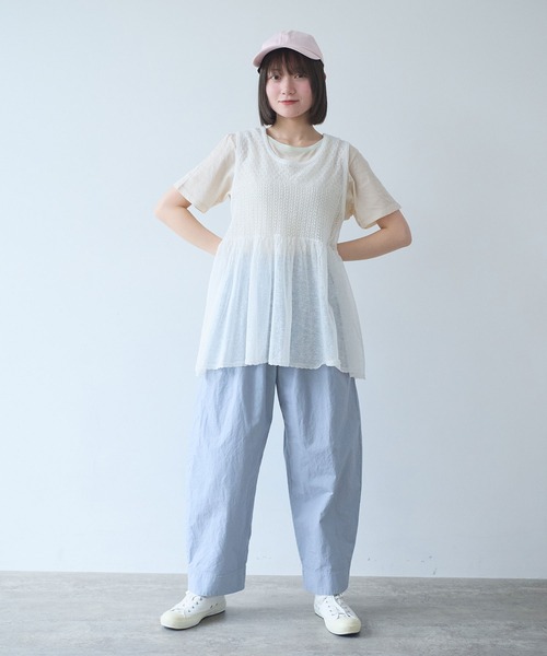 bulle de savon(ビュルデサボン)の「△透かし編み shari shari knit tunic(ベスト・レディース・チャコールグレー/ホワイト/レッド・FREE)」の15枚目の写真