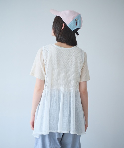 bulle de savon(ビュルデサボン)の「△透かし編み shari shari knit tunic(ベスト・レディース・チャコールグレー/ホワイト/レッド・FREE)」の9枚目の写真