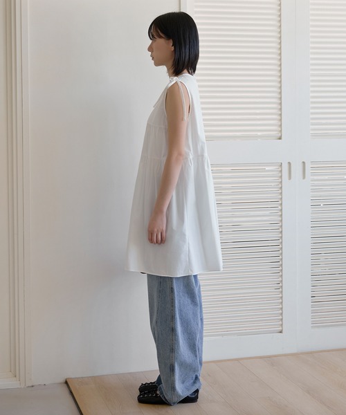 UNE MANSION(ユヌマンション)の「ショルダーリボンティアードワンピース(Tシャツ/カットソー・レディース・ブラック/アイボリー/スカイブルー・FREE)」の12枚目の写真