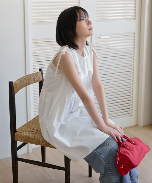 UNE MANSION(ユヌマンション)の「ショルダーリボンティアードワンピース(Tシャツ/カットソー・レディース・ブラック/アイボリー/スカイブルー・FREE)」の21枚目の写真