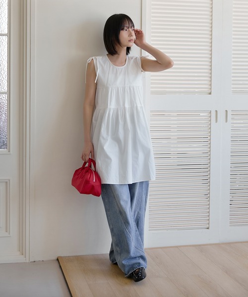UNE MANSION(ユヌマンション)の「ショルダーリボンティアードワンピース(Tシャツ/カットソー・レディース・ブラック/アイボリー/スカイブルー・FREE)」の19枚目の写真