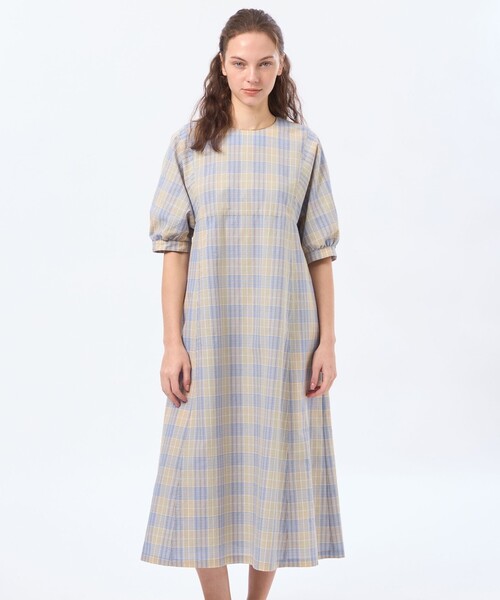 MACKINTOSH PHILOSOPHY(マッキントッシュ フィロソフィー)の「サッカーチェックフレアワンピース(ワンピース・レディース・ネイビー/ベージュ・38/36)」の1枚目の写真