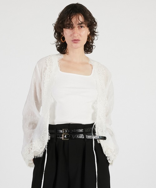 PRANK PROJECT（プランクプロジェクト）の「【2026Summer Pre-Order】ドットジャガードレースカーディガン / Dot Jacquard Lace Cardigan（カーディガン/ボレロ・レディース・ホワイト/ブラック/マルチ・FREE）」の2枚目の写真