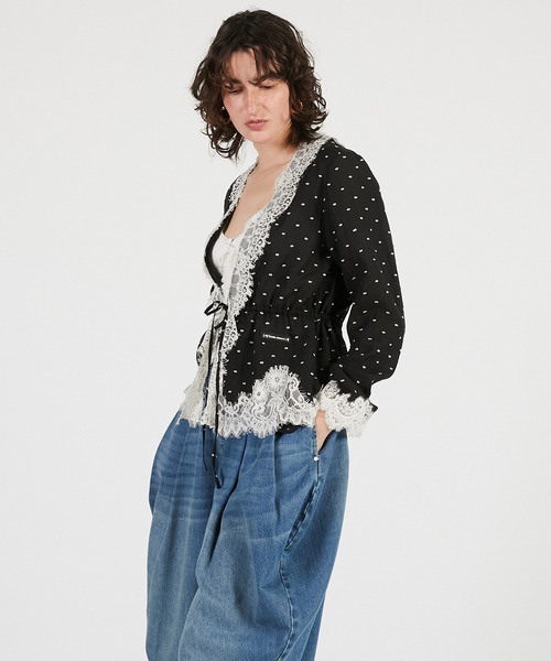 PRANK PROJECT（プランクプロジェクト）の「【2026Summer Pre-Order】ドットジャガードレースカーディガン / Dot Jacquard Lace Cardigan（カーディガン/ボレロ・レディース・ホワイト/ブラック/マルチ・FREE）」の15枚目の写真