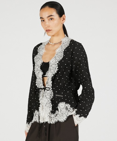 PRANK PROJECT（プランクプロジェクト）の「【2026Summer Pre-Order】ドットジャガードレースカーディガン / Dot Jacquard Lace Cardigan（カーディガン/ボレロ・レディース・ホワイト/ブラック/マルチ・FREE）」の13枚目の写真