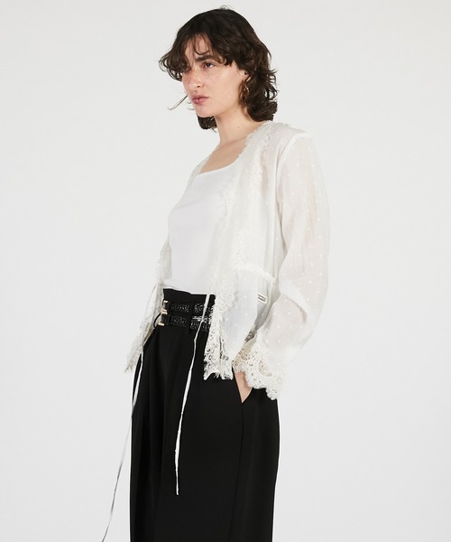 PRANK PROJECT（プランクプロジェクト）の「【2026Summer Pre-Order】ドットジャガードレースカーディガン / Dot Jacquard Lace Cardigan（カーディガン/ボレロ・レディース・ホワイト/ブラック/マルチ・FREE）」の9枚目の写真