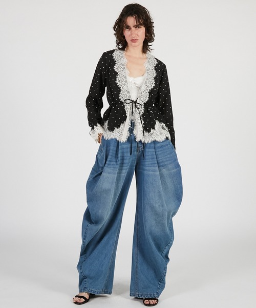 PRANK PROJECT（プランクプロジェクト）の「【2026Summer Pre-Order】ドットジャガードレースカーディガン / Dot Jacquard Lace Cardigan（カーディガン/ボレロ・レディース・ホワイト/ブラック/マルチ・FREE）」の4枚目の写真