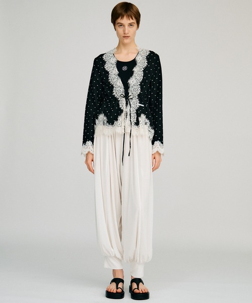 PRANK PROJECT(プランクプロジェクト)の「【Pre-Order】ドットジャガードレースカーディガン / Dot Jacquard Lace Cardigan(カーディガン/ボレロ・レディース・ホワイト/ブラック/マルチ・FREE)」の4枚目の写真
