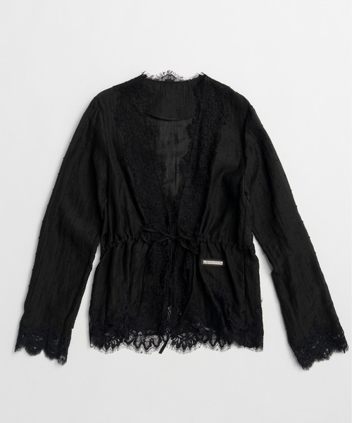 PRANK PROJECT(プランクプロジェクト)の「【Pre-Order】ドットジャガードレースカーディガン / Dot Jacquard Lace Cardigan(カーディガン/ボレロ・レディース・ホワイト/ブラック/マルチ・FREE)」の6枚目の写真