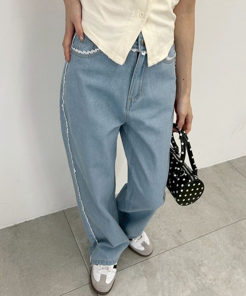 PHILLY（フィリー）の「レースパイピングデニム（デニムパンツ・レディース・ブルー/ライトブルー・SMALL/MEDIUM）」の17枚目の写真
