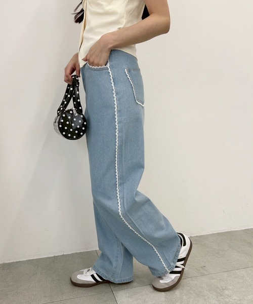 PHILLY（フィリー）の「レースパイピングデニム（デニムパンツ・レディース・ブルー/ライトブルー・SMALL/MEDIUM）」の19枚目の写真