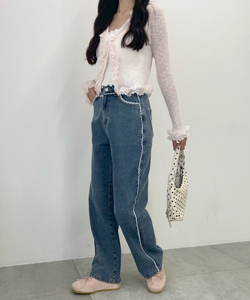 PHILLY（フィリー）の「レースパイピングデニム（デニムパンツ・レディース・ブルー/ライトブルー・SMALL/MEDIUM）」の5枚目の写真